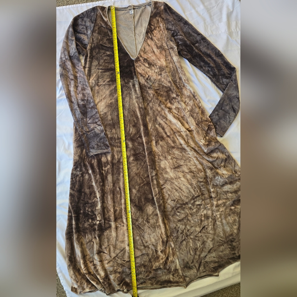 Sinew Moon Long Sleeve Brown Velour Dress
